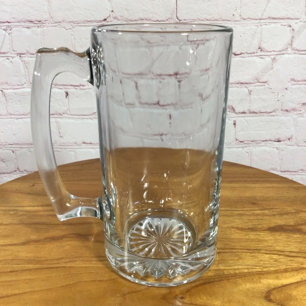 Clear Glass 24oz. Handled Beer Stein Mug - Picture 2 of 7